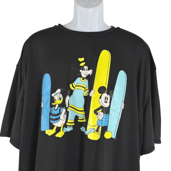 Disney Mickey Mouse And Friend Swim Shirt Mens 3XL Short Sleeve Black‎ TP-3450 - Picture 3 of 8